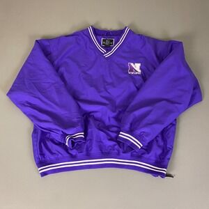 Vintage Niles North Vikings Jacket Men's‎ Large Purple White Pullover Holloway